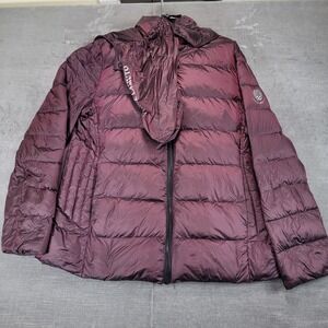 Vince Camuto Down Puffer Jacket Lightweight Hooded Packable‎ Burgundy Size L